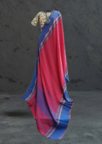 Pink saree with jamdani border - Image 2