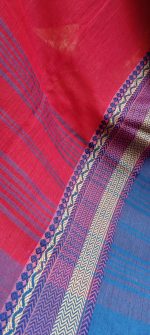 Pink saree with jamdani border - Image 3