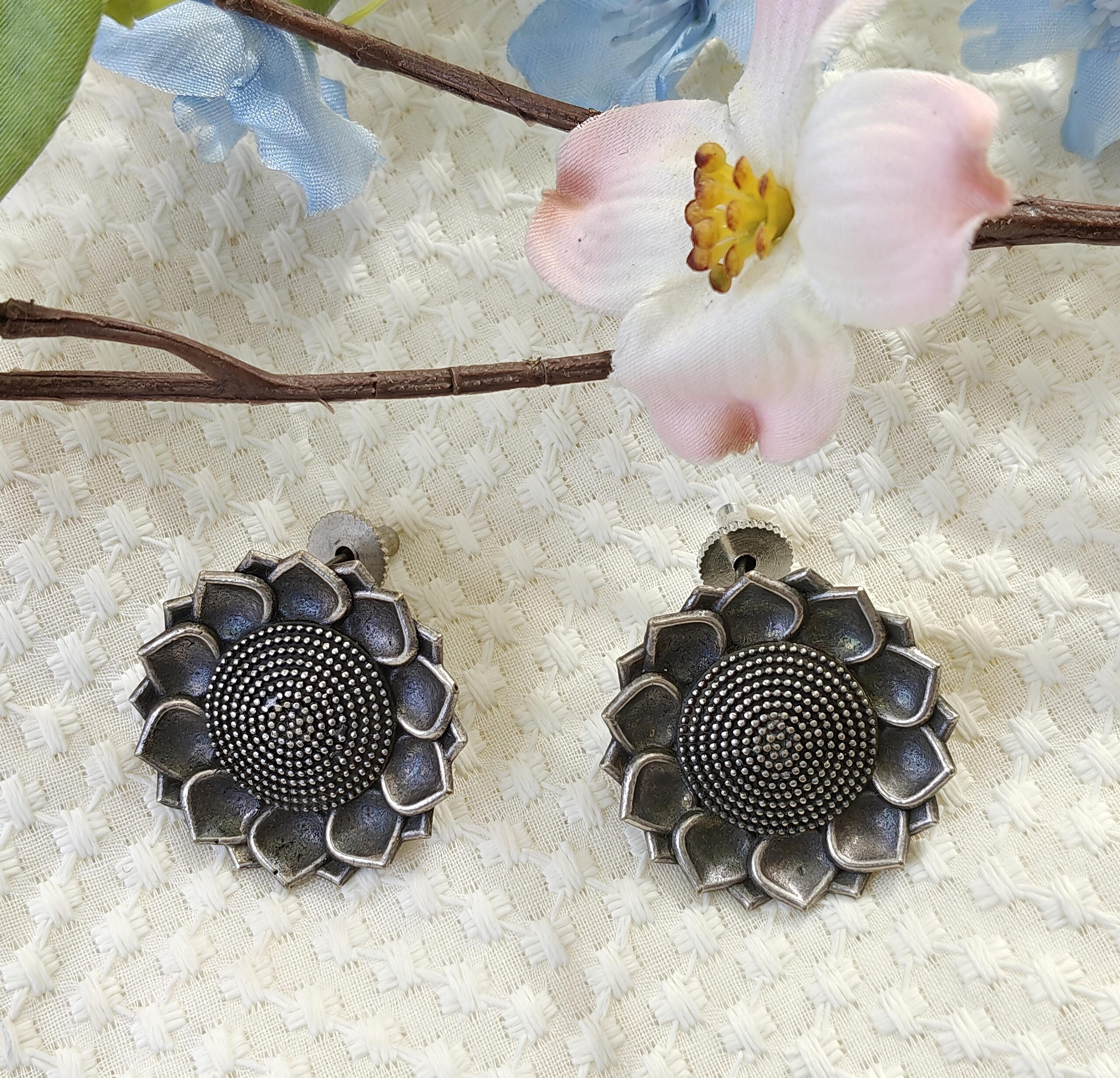 WhatsApp Image 2025-09-07 at 17.41.59 Oxidized Sunflower Motif Earrings - Image 1